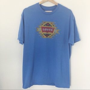 Levi’s Graphic Tee Light Blue Aztec Logo Size L